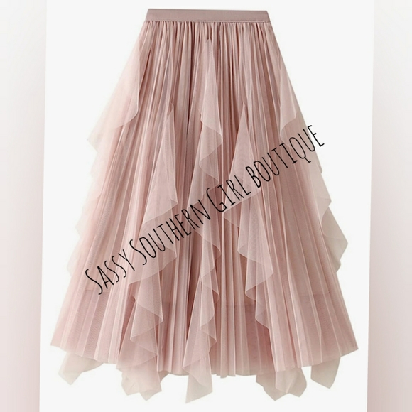 🆕⭐ Blush pink tulle midi skirt - Picture 4 of 13